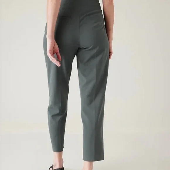 Athleta Endless High Rise Pants 2P Petite Dark Green Stretch Work Travel - Picture 3 of 16